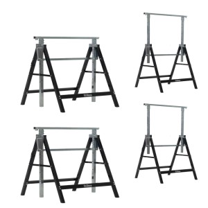 4er-Set TRUTZHOLM Arbeitsböcke, 7-fach höhenverstellbar, bis 800 kg belastbar, Stahl, schwarz lackiert.