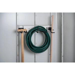 Biohort Haken-Set für Gerätehaus Neo: Haken für Gartengeräte und Schlauch an Wandschiene.
