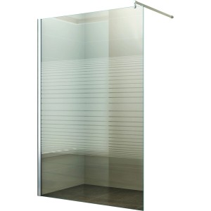 Dein Bau Projekt Walk-In Dusche, 100x200cm, mit Streifen-Design und Stabilisierungsstange.