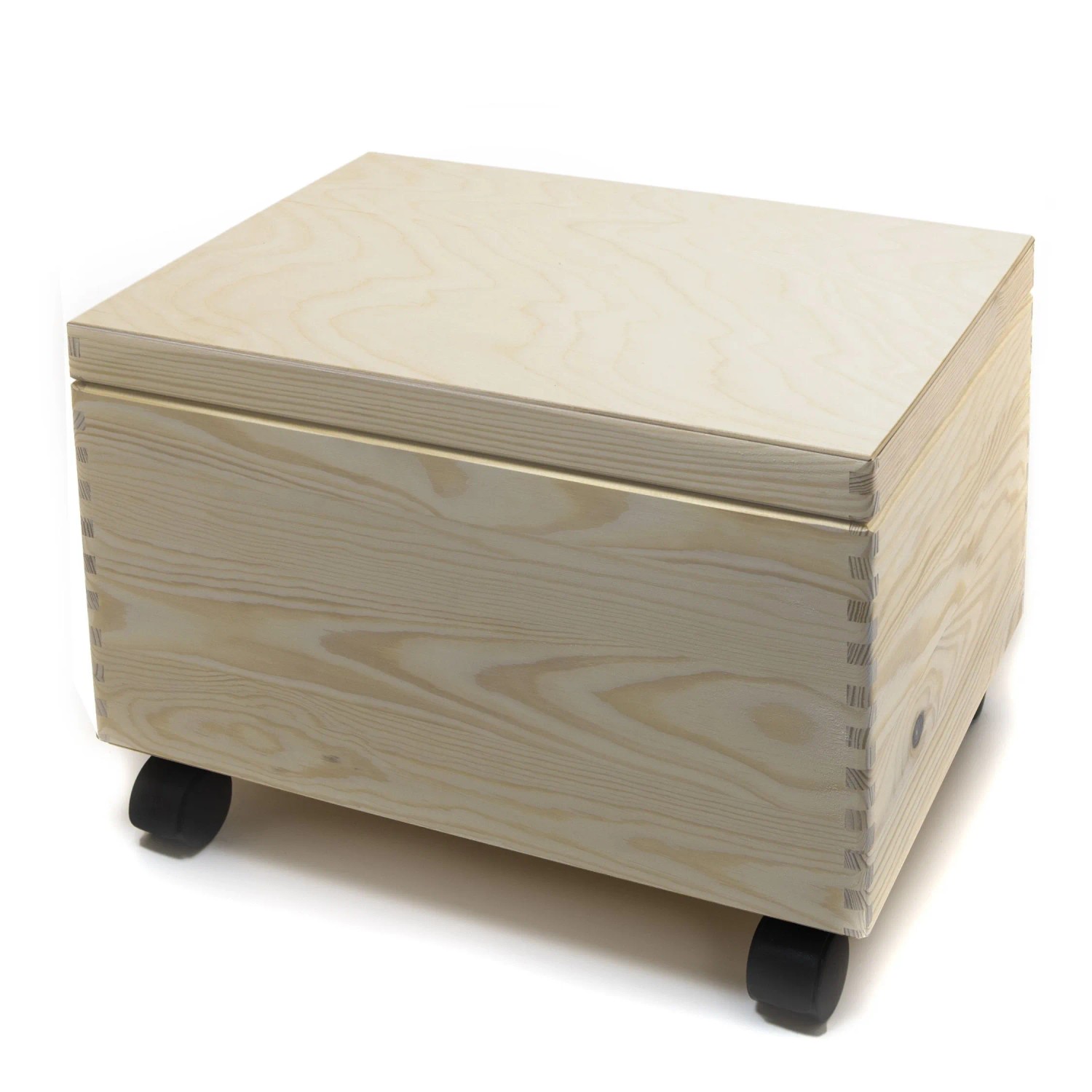 HolzFee Holzkiste 40 x 30 x 22,5 cm Allzweckkiste Holz mit Abnehmbarem Deckel und Rollen