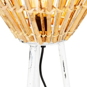 QAZQA Ländliche Stehlampe Stativ Bambus mit Weiß Canna Diamond