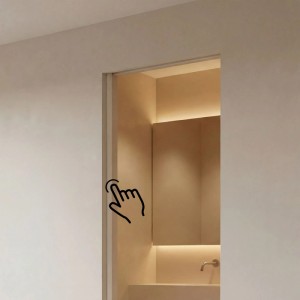 Schwarzer Push2open Drucktüröffner für Glas- und Holz-Schiebetüren