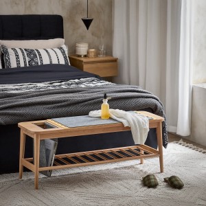 SoBuy Schuhbank mit Sitzfläche Bettbank Sitzbank mit Stauraum Natur HFSR02-N