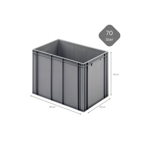 Graue PROREGAL Eurobox 70L mit Deckel, 42x40x60cm, ideal zur Aufbewahrung und als Transportbox.