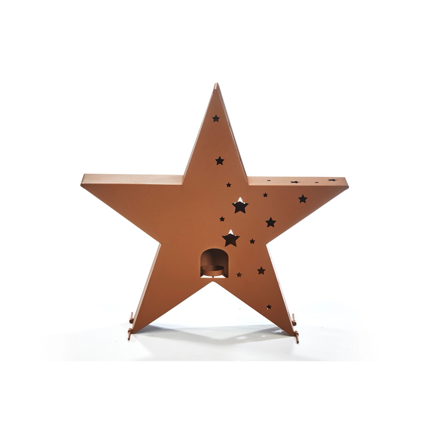 Rostfarbener Kobolo Kerzenhalter Stern XL mit Teelicht-Halterung für Weihnachtsdeko.