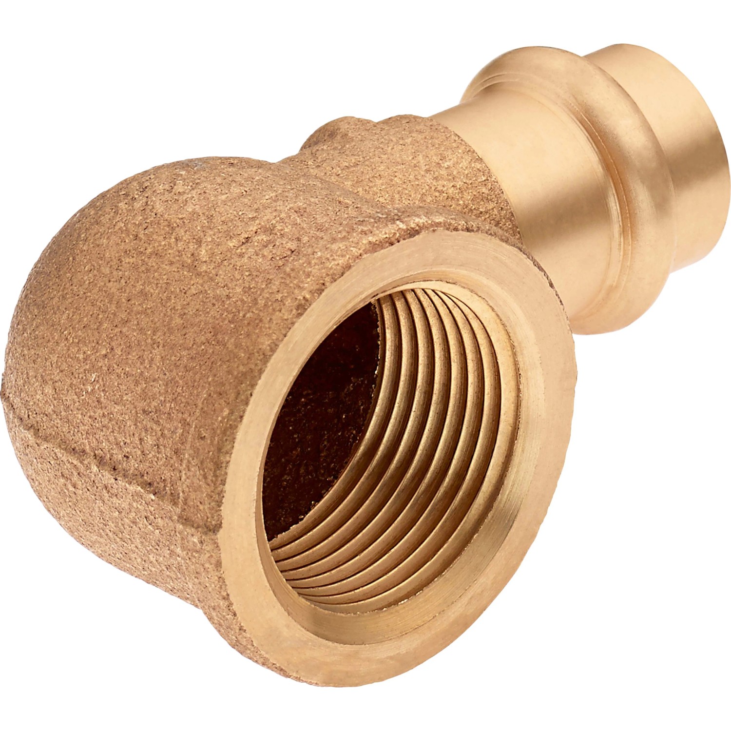 90 Grad Presswinkel aus Rotguss, 15 mm x 24,1 mm (Rp 3/4) für Kupferrohre.