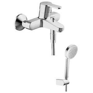 Hansa HANSAPRIMO Wannenbatterie AP mit Brausegarnitur in Chrom, Aufputzarmatur.