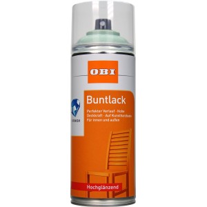 OBI Buntlack Spray in Salbeigrün, hochglänzend, 400ml Dose.
