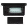 Rückseite der schwarzen Kienzle Funk-Wetterstation Slim mit offenem Batteriefach und zwei eingelegten AAA Batterien.
