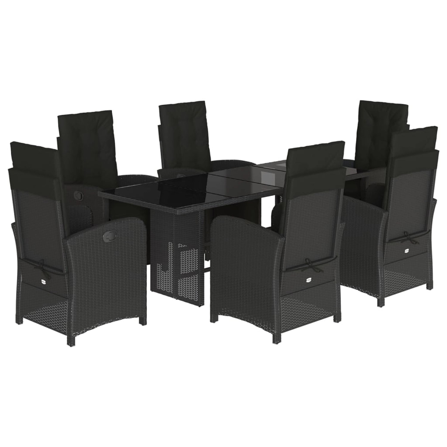 vidaXL 7-Tlg Garten-Essgruppe mit Kissen Schwarz Poly Rattan 3212488 günstig online kaufen