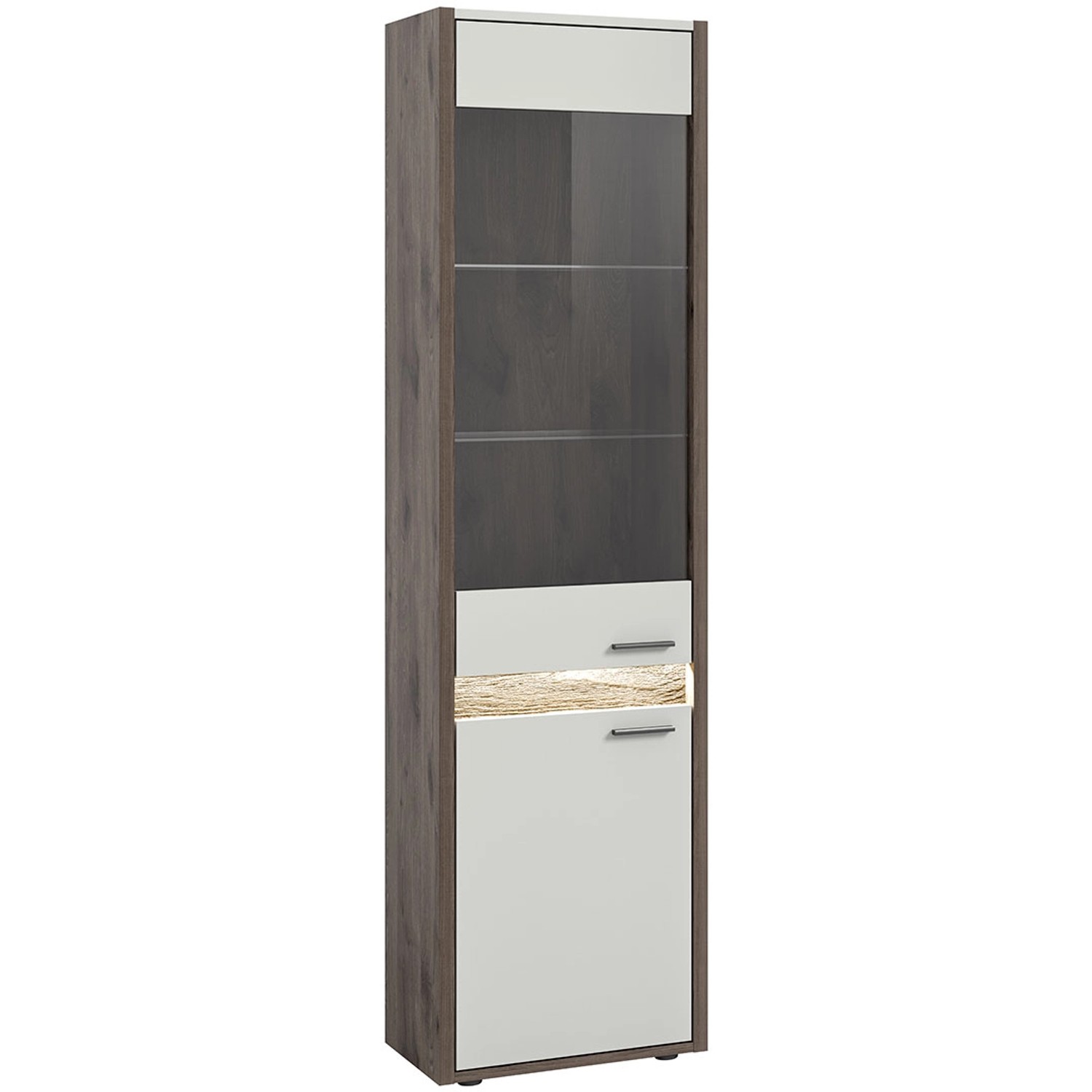 ebuy24 Falcona Vitrinenschrank 2 Türen inkl LED Beleuchtung Hellgrau günstig online kaufen