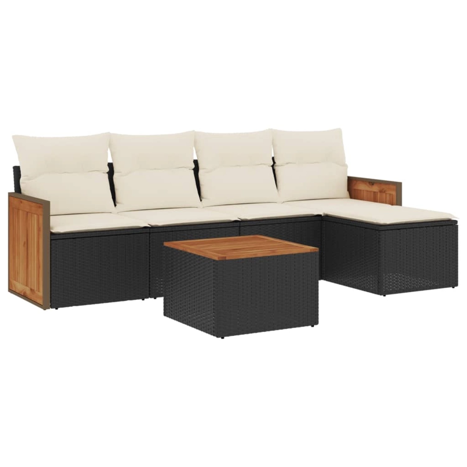 vidaXL 6-Tlg Garten-Sofagarnitur mit Kissen Schwarz Poly Rattan 3227603 günstig online kaufen