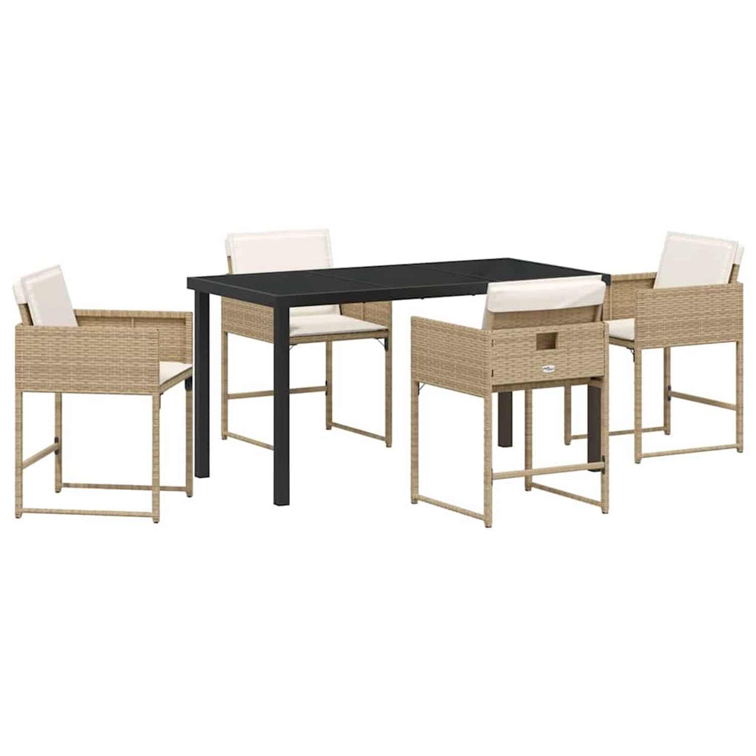vidaXL Garten Essgruppe mit Kissen 5-Tlg Beige Poly Rattan 3380021 günstig online kaufen