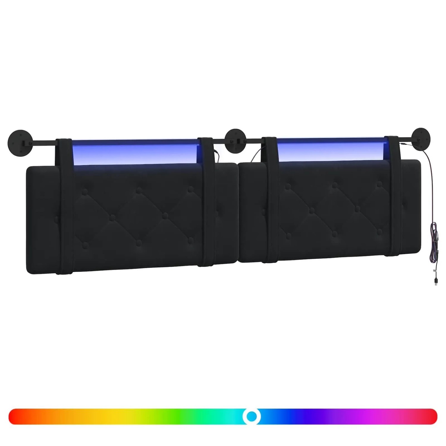 vidaXL Hängendes Kopfteil Mit LED Licht Schwarz Samt 3424197