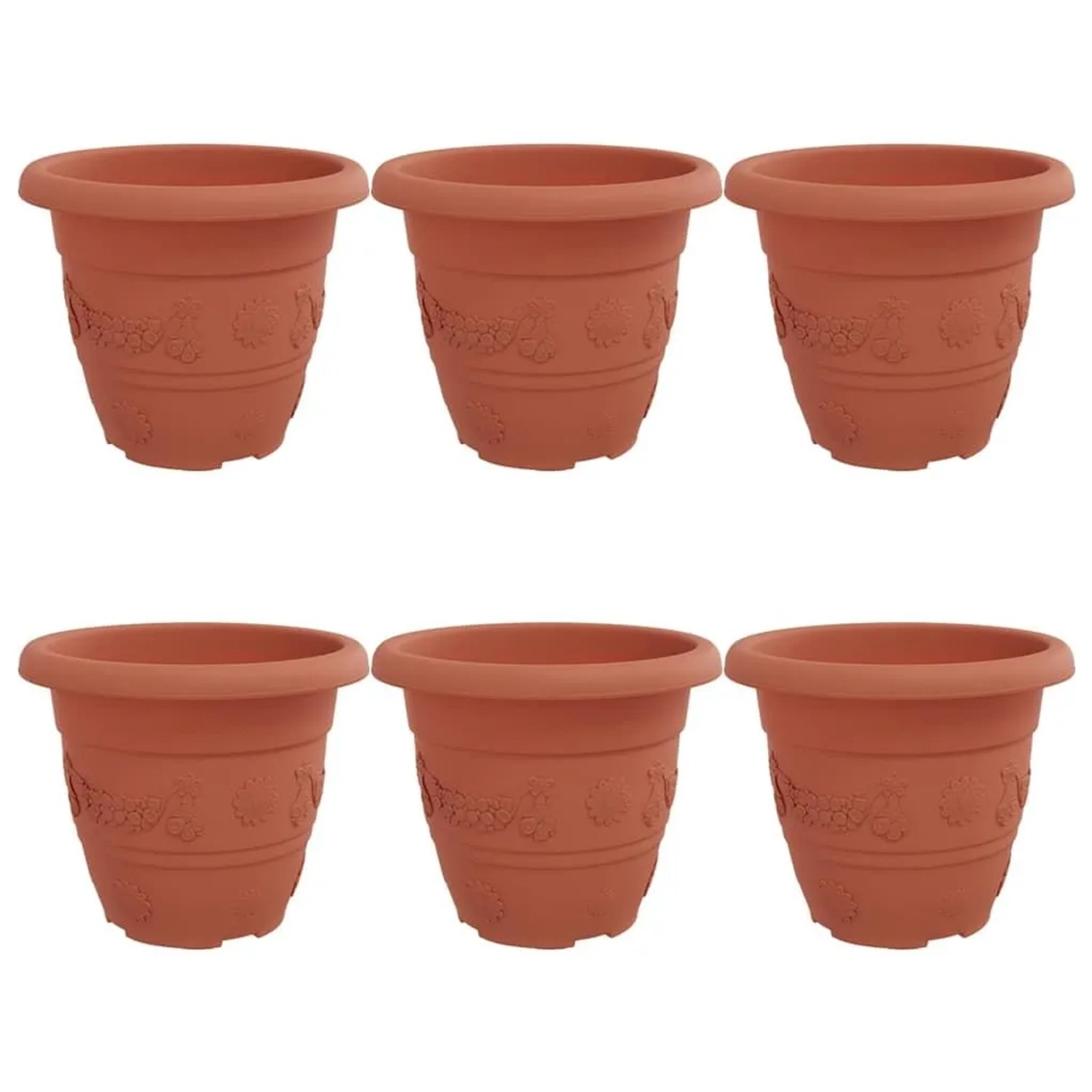 vidaXL Runder Blumentopf 6 Stk Ziegelrot Ø 26 x 21,5 cm Kunststoff 42020279