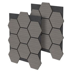 ML-Design Akustikpaneel Hexagon 2er Set, grau. Schallabsorbierende Wandpaneele in Wabenform.