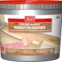 Eimer Parkettklebstoff (9 kg) für sichere Holzbeläge, geeignet für Fußbodenheizung und Stuhlrollen.