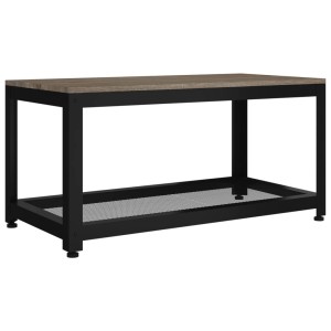 vidaXL Couchtisch, grau-schwarz, 90x45x45 cm, MDF/Eisen, mit Ablage.
