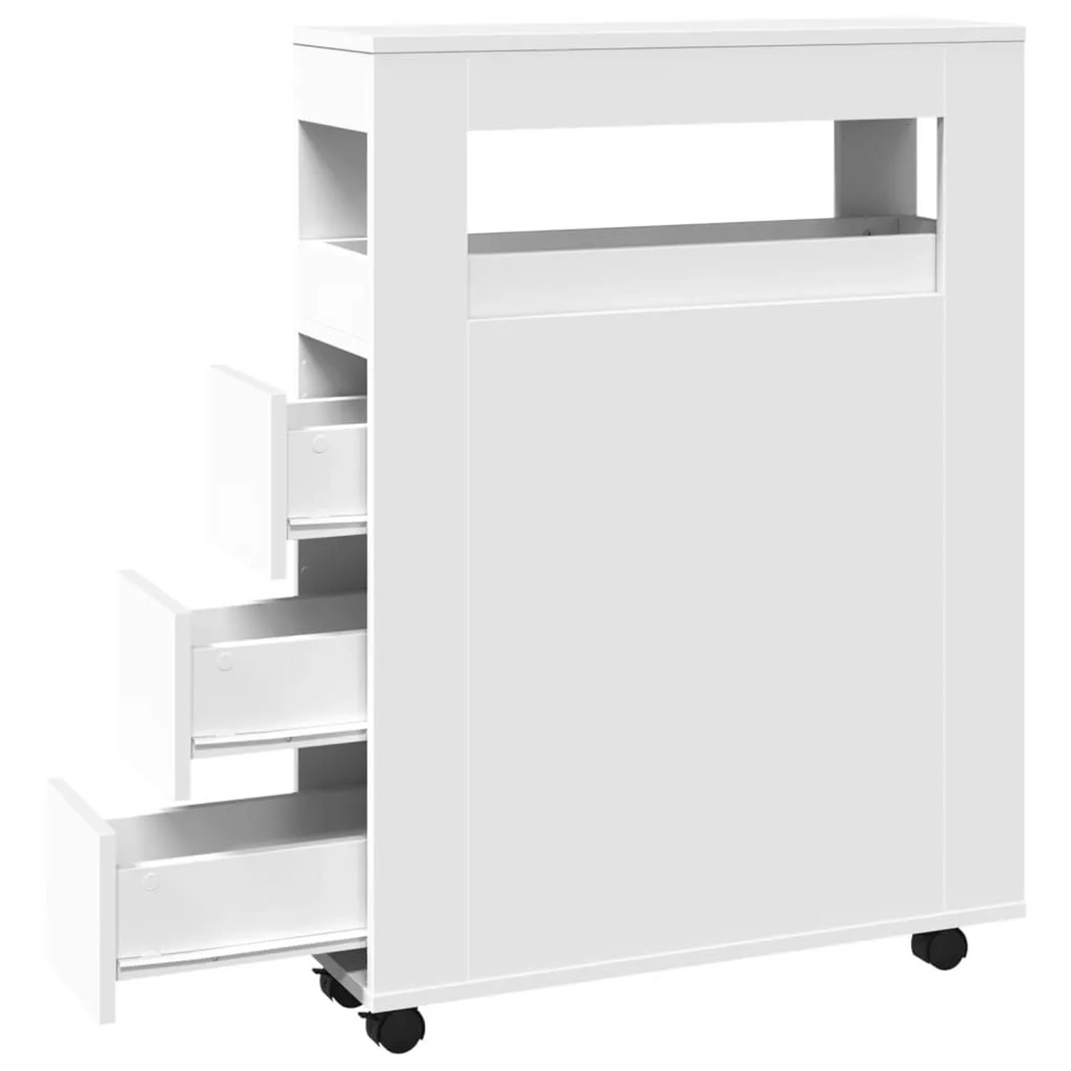 vidaXL Badschrank Schmal mit Rollen Weiß Holzwerkstoff 855268_7