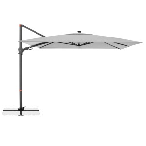 Hellgrauer Doppler Ampelschirm MyZone 300x220 cm mit Dreh- und Neigefunktion.