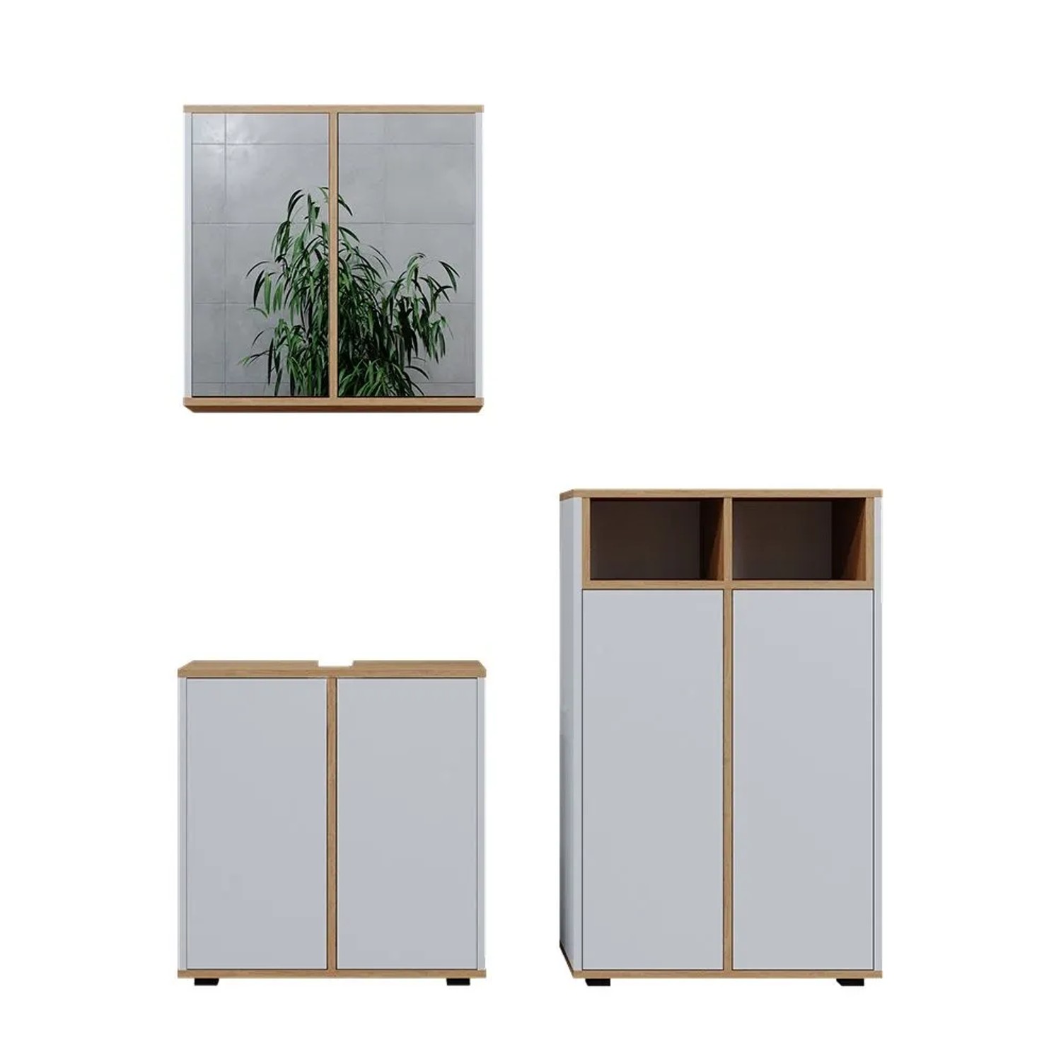 Vicco Badmöbel-Set Didi Weiß/Artisan-Eiche 60 x 62 3-teilig