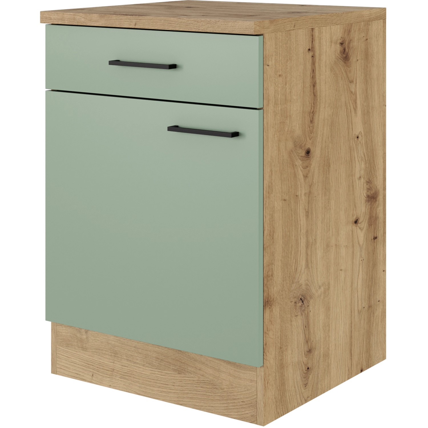 Flex-Well Exclusiv Unterschrank Cara 60 cm Schilfgrün matt - Artisan Eiche