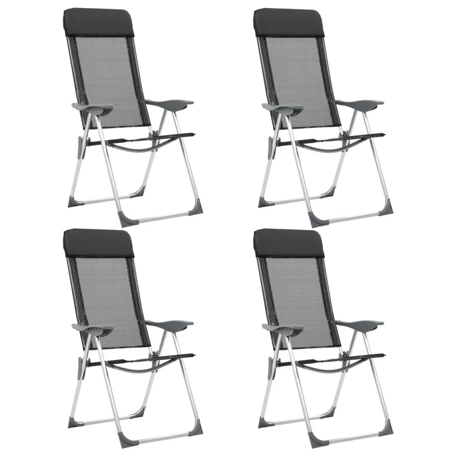 vidaXL Klappbare Campingstühle 4 Stk Aluminium Schwarz 44308