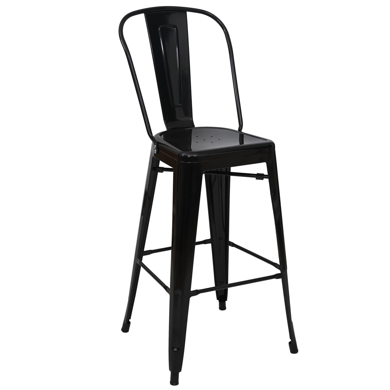 PROREGAL Barhocker Mit Lehne Sitzhöhe 77cm Metall Industriedesign Schwarz B günstig online kaufen