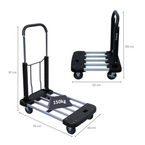 PROREGAL Klappbarer Profi-Transportwagen TAURUS 150 HxBxT 97x46x76cm Traglast 150kg Höhenverstellbarer Griff