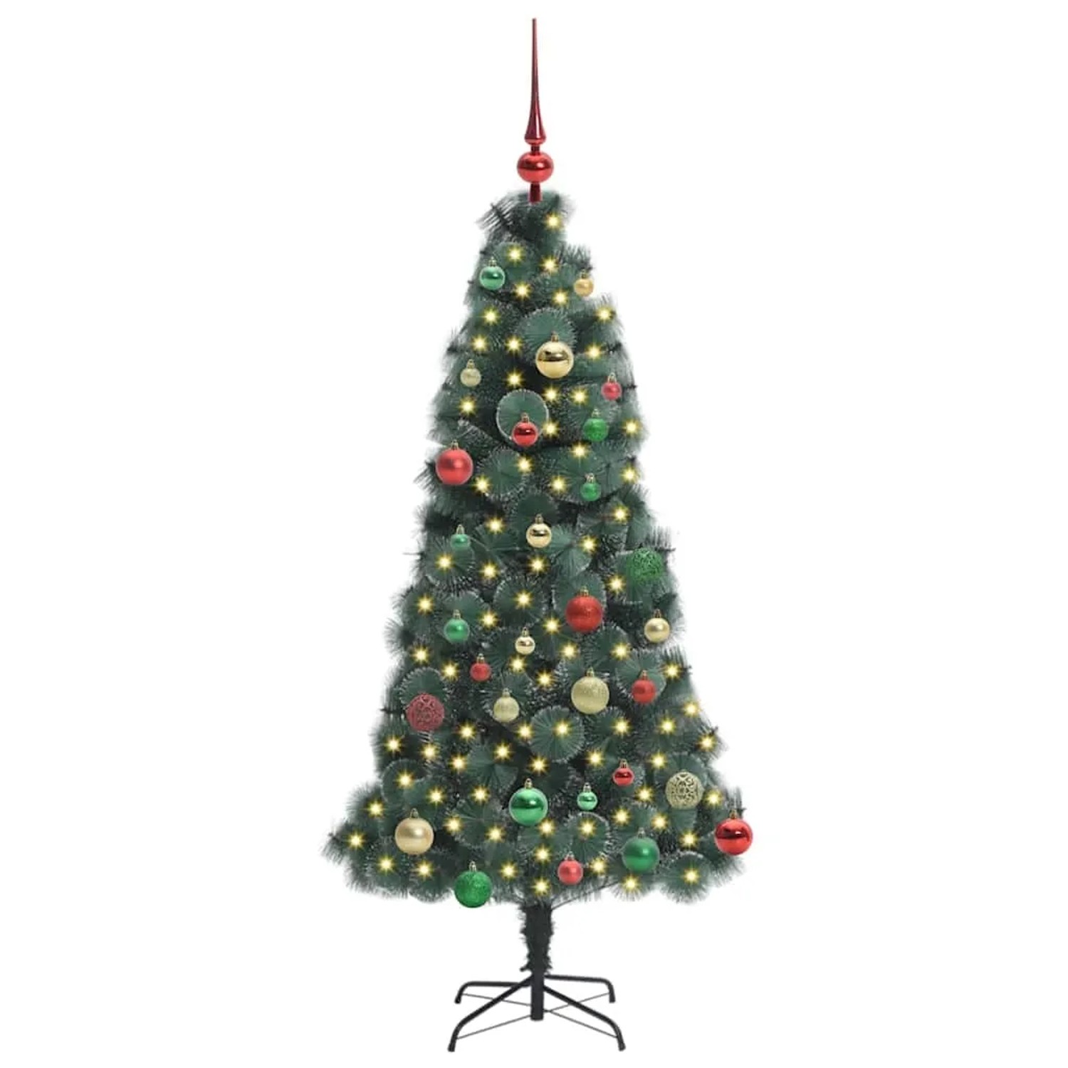 vidaXL Künstlicher Vorbeleuchteter Weihnachtsbaum mit Kugelset 150 cm 3396161
