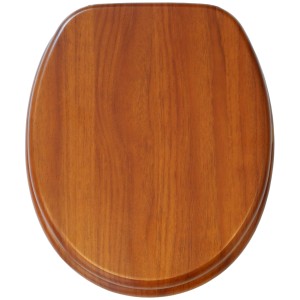 Sanilo WC-Sitz Mahagoni aus Holz, Toilettendeckel in Holzoptik.