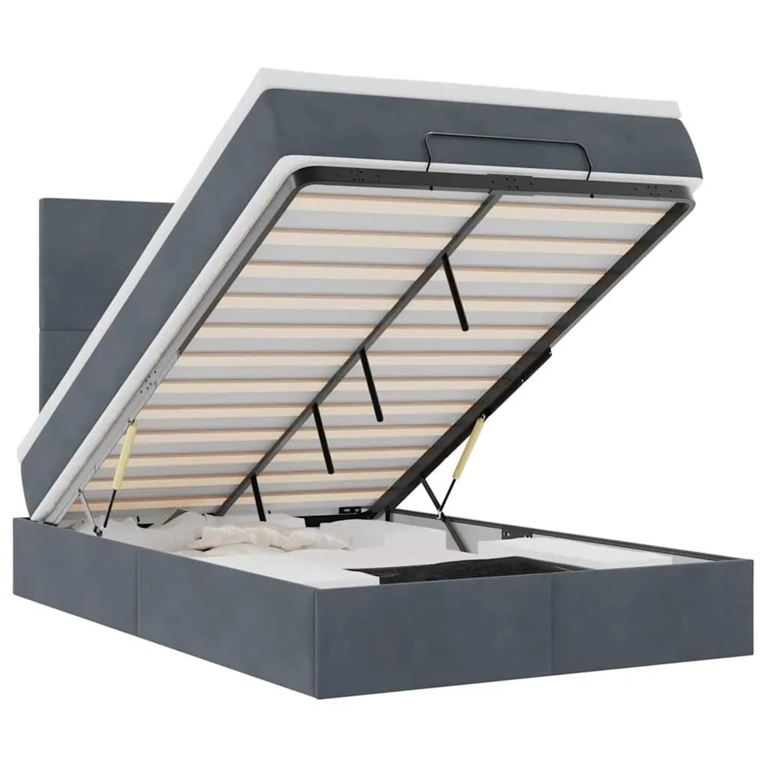 Thumbnail - vidaXL Ottoman-Bett mit Matratzen und LEDs Dunkelgrau 120x190 cm Samt 3314235