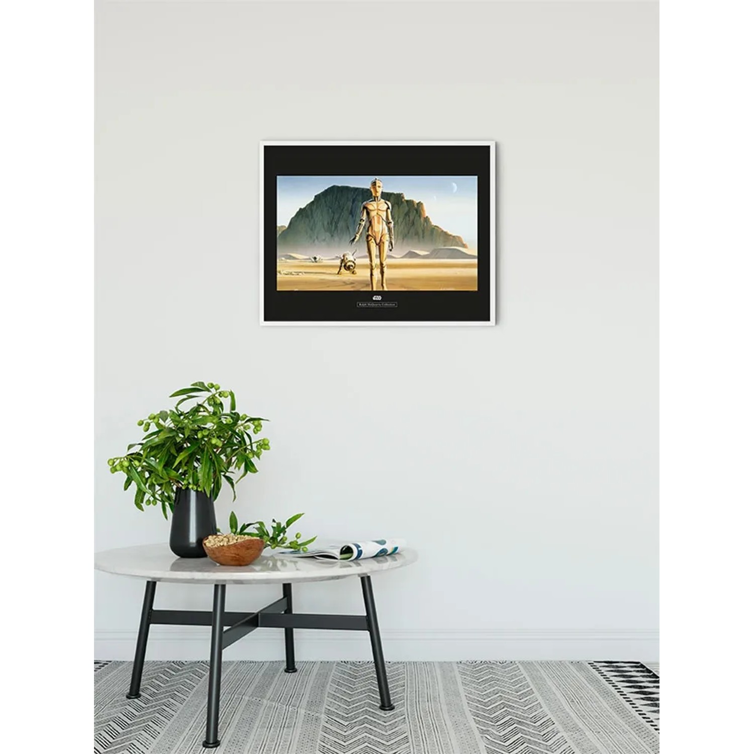 Komar Wandbild Star Wars Droids (50x40 cm) mit C-3PO und R2-D2 in Wüstenlandschaft.