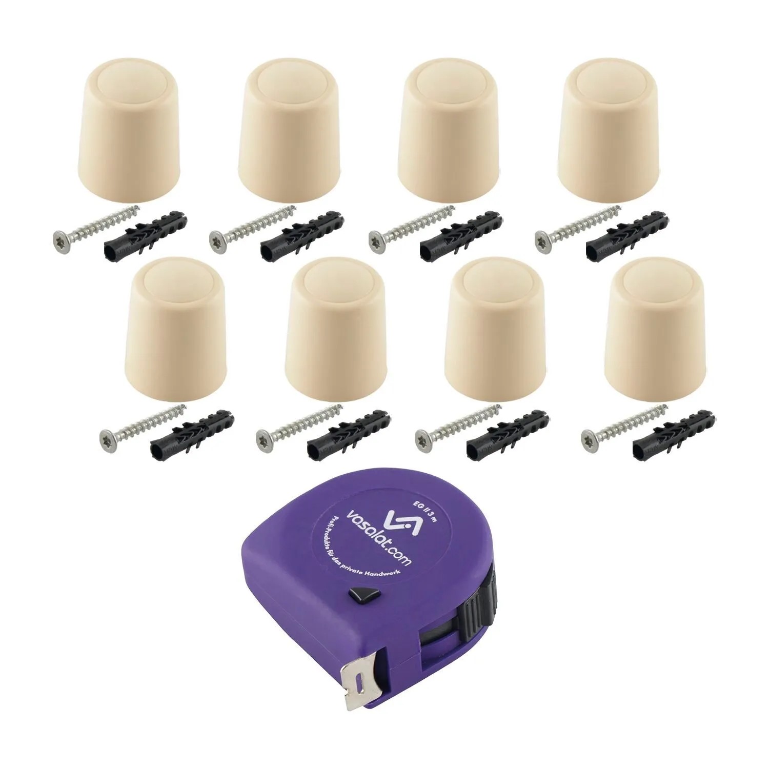 vasalat Set Türstopper Boden & Wand zum Schrauben Ø 30 mm H 32 mm Elfenbein