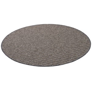 Runder, anthrazitfarbener Snapstyle Teppich Marta mit Streifenmuster, 100 cm Durchmesser.