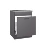OPTIFIT Spülenunterschrank Kiel420, 60cm, Anthrazit mit Auszug für Abfallsammler.