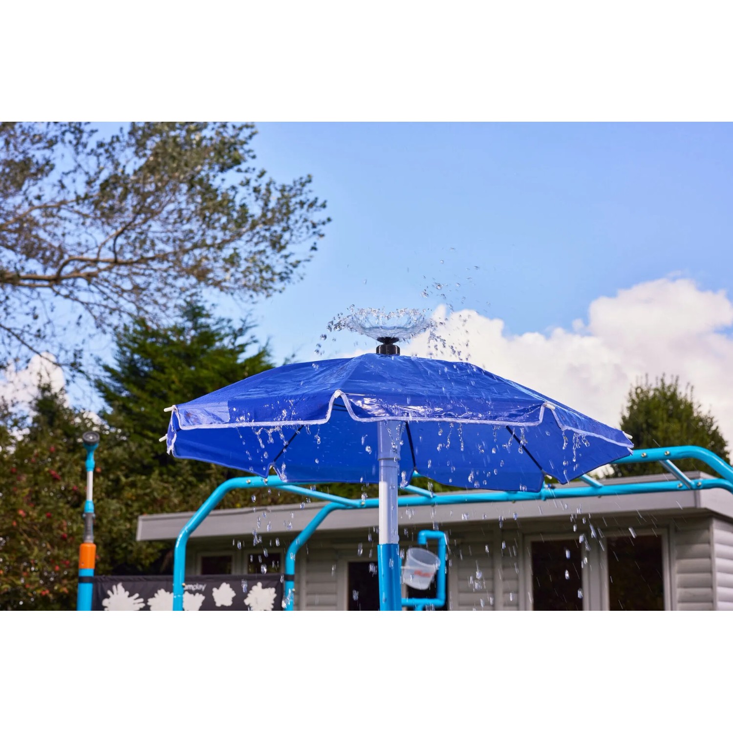 Plum Water Park Wasserschirm-Fontäne Outdoor-Wasserspiel für Kinder Höhenverstellbar Schlauchanschluss-Set Blau_5