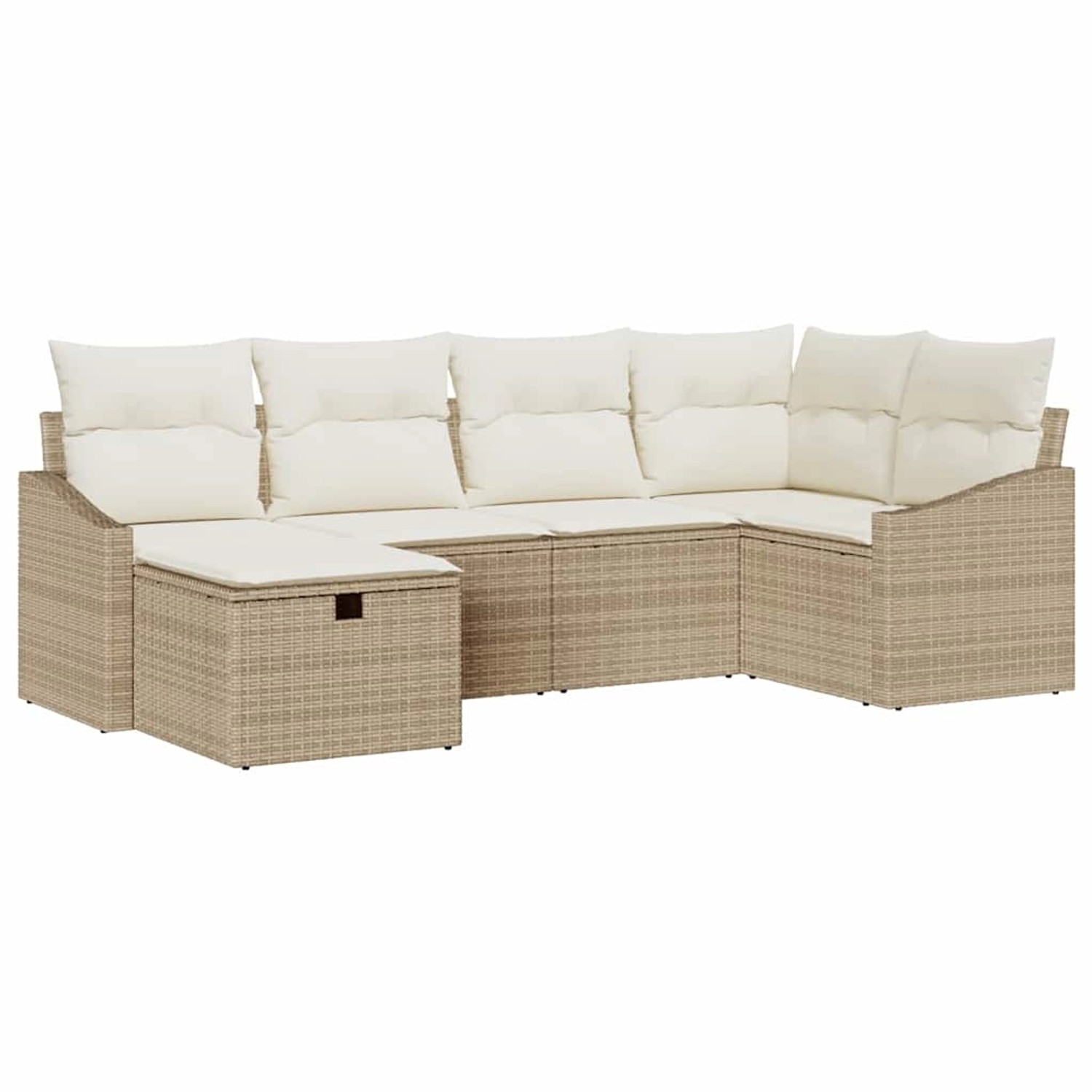 vidaXL Garten-Sofa-Set mit Kissen mit Speicher 6-Tlg Beige Creme 3359280 günstig online kaufen