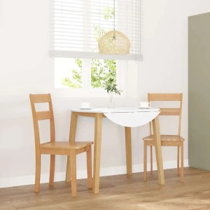 vidaXL Esszimmerstühle 2 Stk Natur Massivholz Gummibaum 4102383