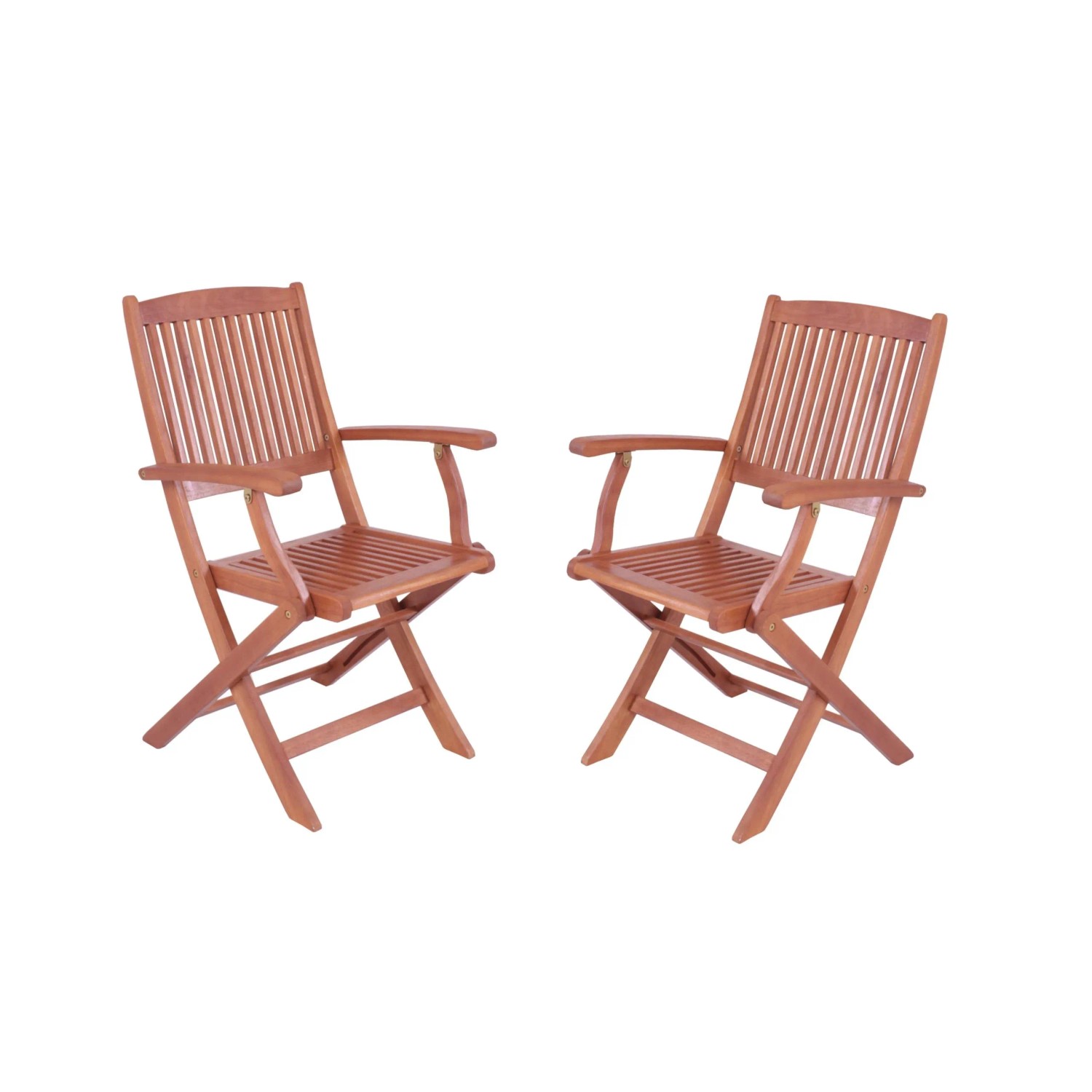 DELUKE Gartenstuhl 2er Set NIMES Eukalyptus HellBraun Armlehne Klappstuhl Wetterfest Gartenstühle Outdoor Balkonstühle