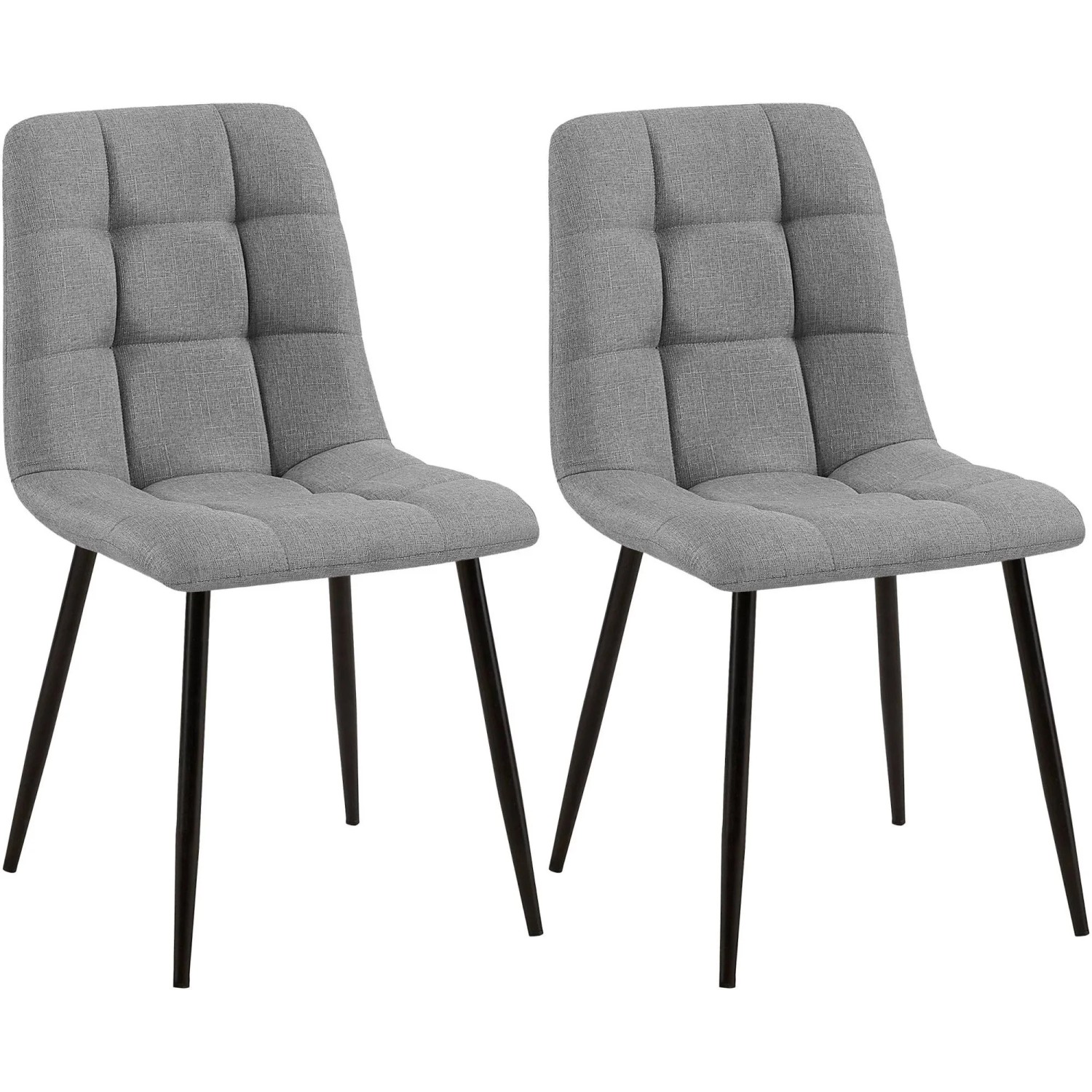 DELUKE 2er Set Esszimmerstuhl FIGAD Stoff Grau 45x55x84cm Essstühle Esszimmerstühle Küchenstühle Wohnzimmerstühle