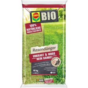 Compo Bio-Rasendünger 10kg: Dünger gegen Unkraut und Moos für einen gesunden, grünen Rasen.