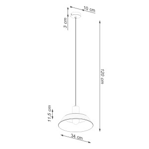 Skizze der weißen Sollux Lighting Pendelleuchte Fano mit Maßen, Lampen & Leuchten.