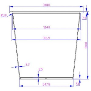 Skizze Pflanzkübel Polyrattan mit Rankgitter, rechteckig, 106x38x130cm, Maße