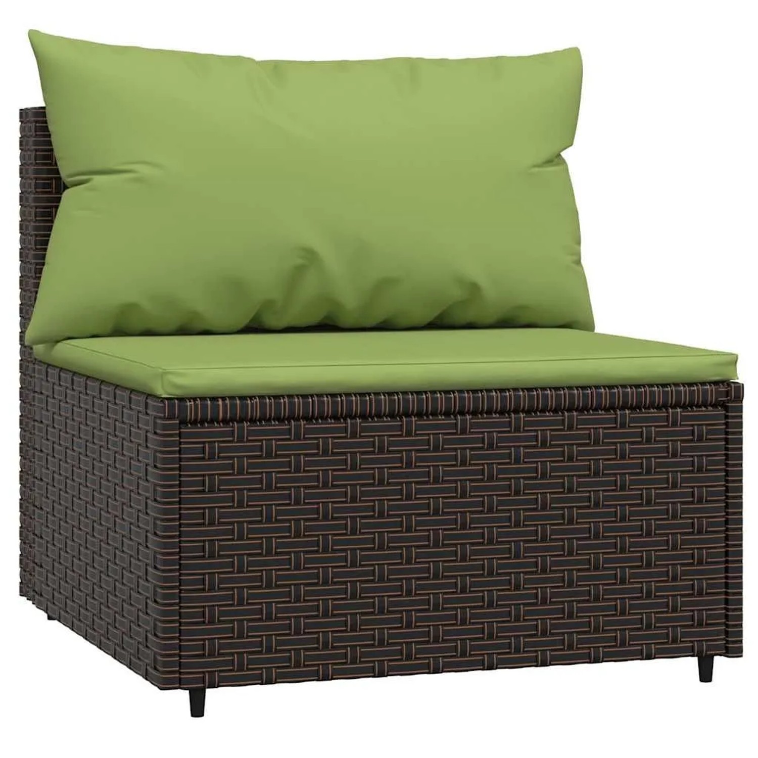 vidaXL Garten-Mittelsofa mit Kissen Braun Poly Rattan 319833