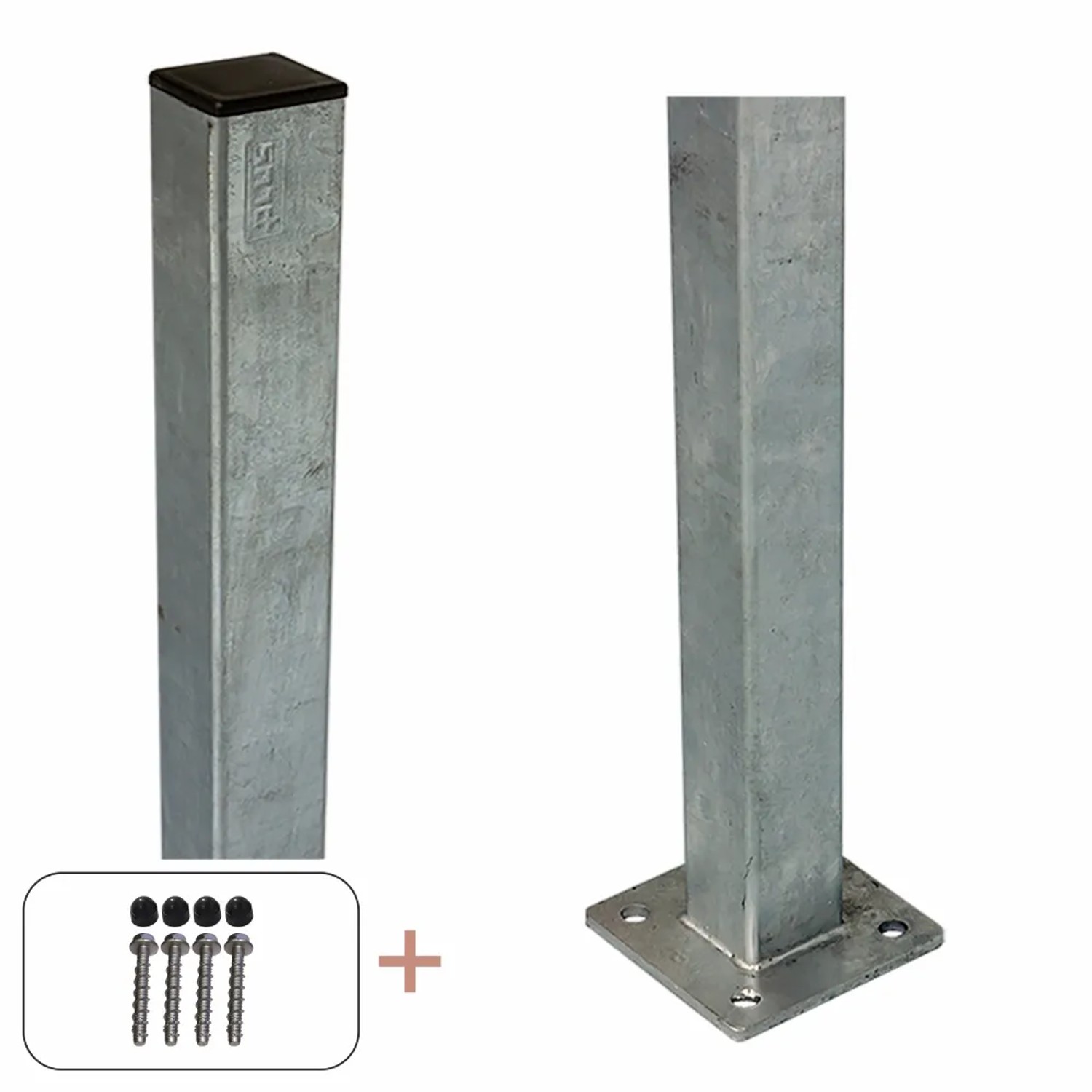 Zaunpfosten Stahl feuerverzinkt 4,5 cm x 4,5 cm x 96 cm
