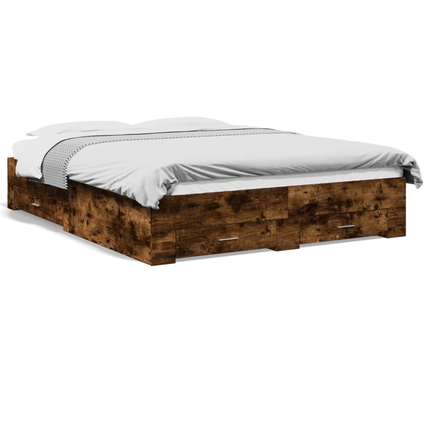 vidaXL Bettgestell mit Schubladen Räuchereiche 150x200cm Holzwerkstoff 3280 günstig online kaufen