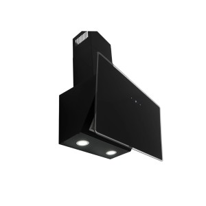 Schwarze Respekta Schräghaube Lora, 60 cm, Energieeffizienz A++, mit Touch Control und LED-Beleuchtung.