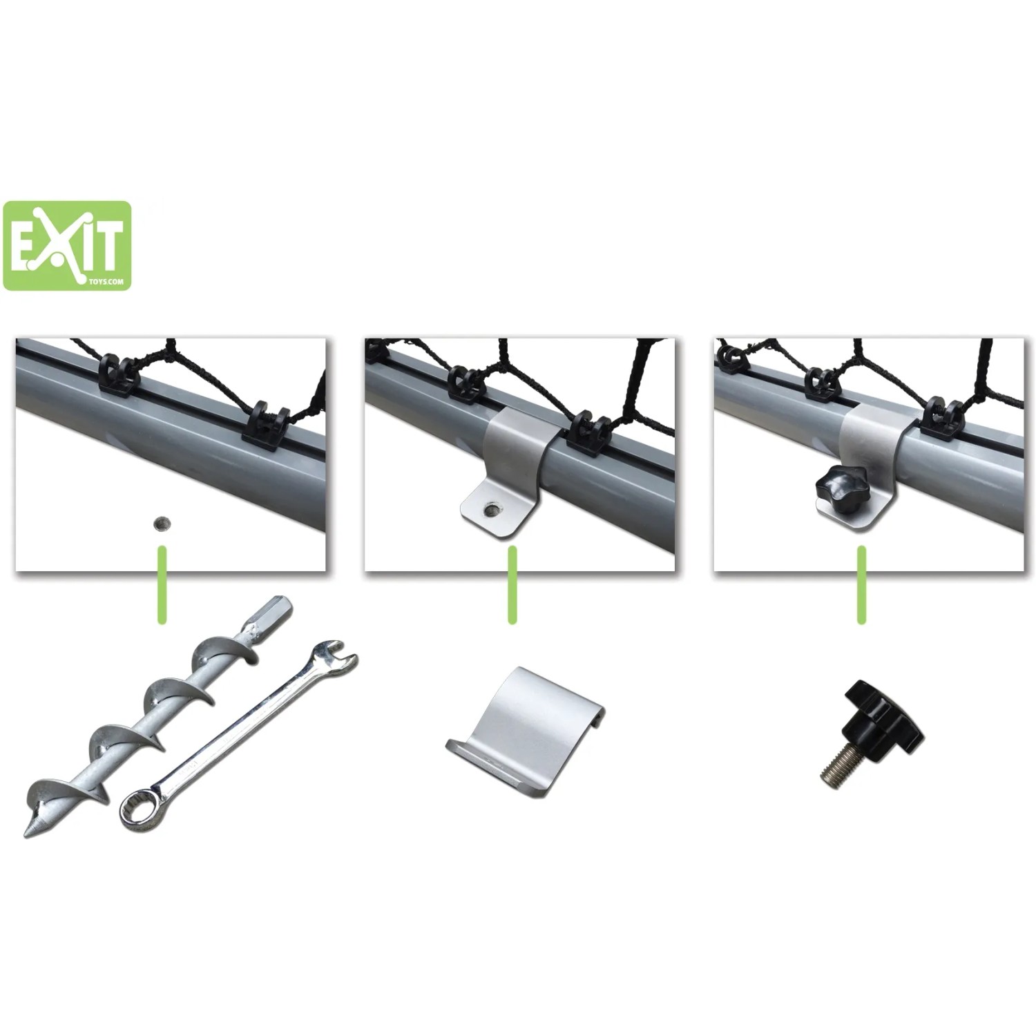 EXIT Scala Erdanker Set für Fußballtore: Bodenanker, Schraube, Werkzeug für Naturrasen.
