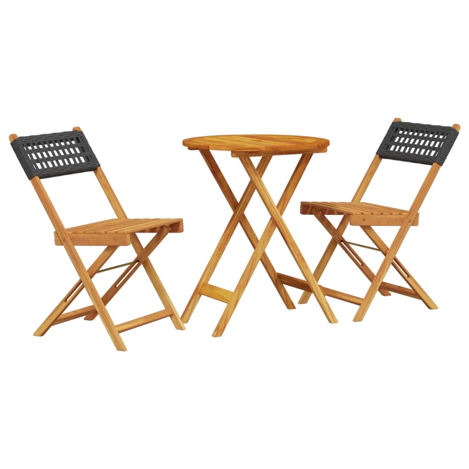vidaXL 3-tlg Bistro-Set Schwarz Poly Rattan und Massivholz Modell 4